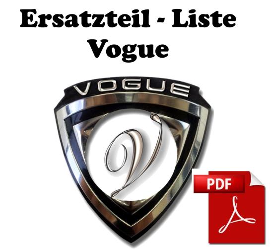 Vogue Ersatzteil-Liste für Vogue e-Bikes und Lastenräder